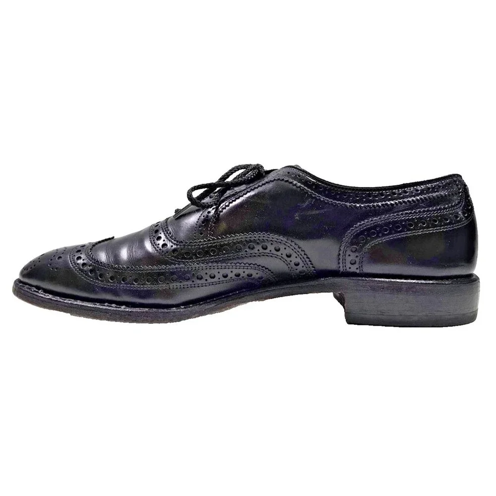 Allen Edmonds McAllister 6215 Men's Size 9A Black Leather Wingtip Oxford Shoes